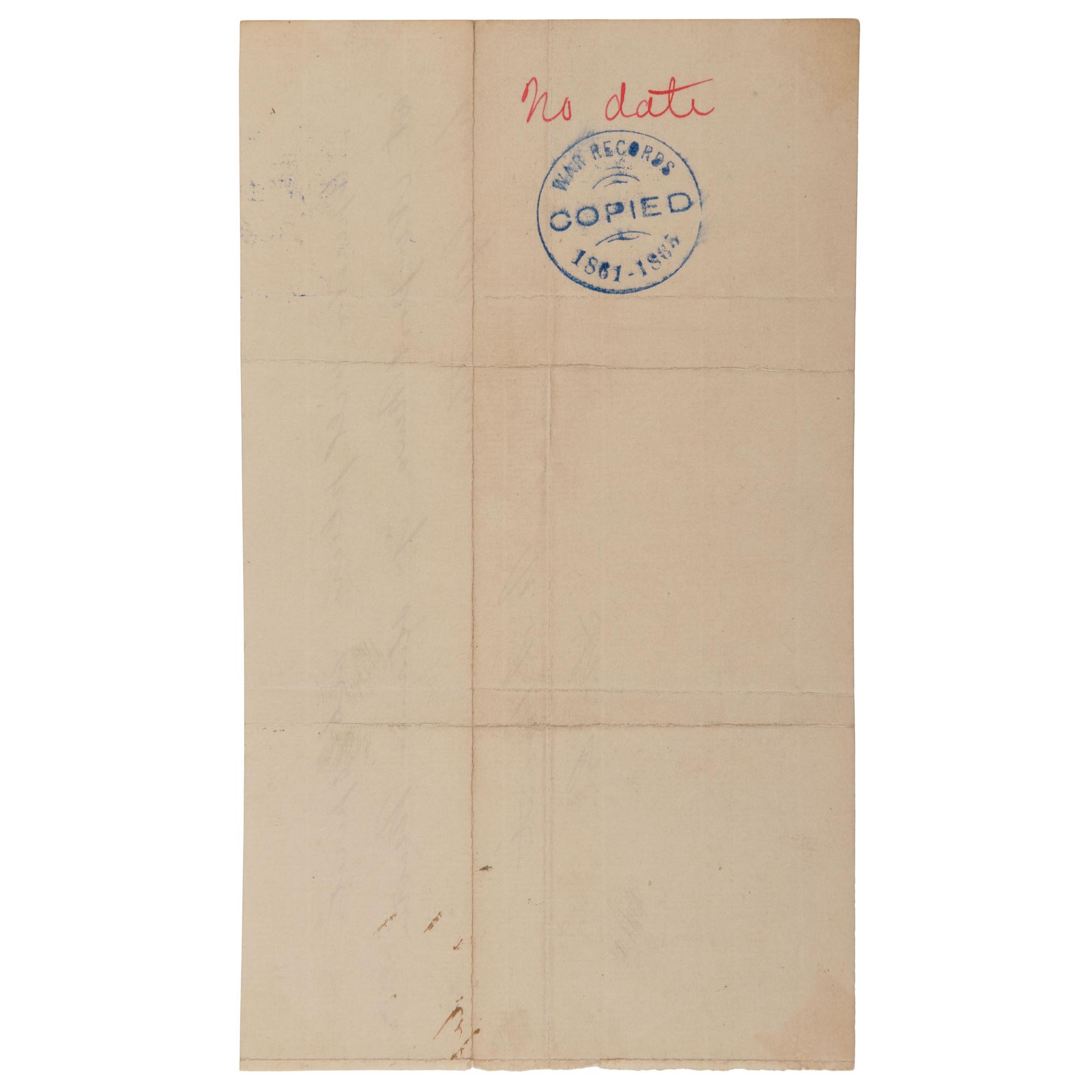 [CIVIL WAR]. GRANT, Ulysses S. (1822-1885). Autograph note signed ("U.S. Grant"). N.p., [ca 1864-1865].