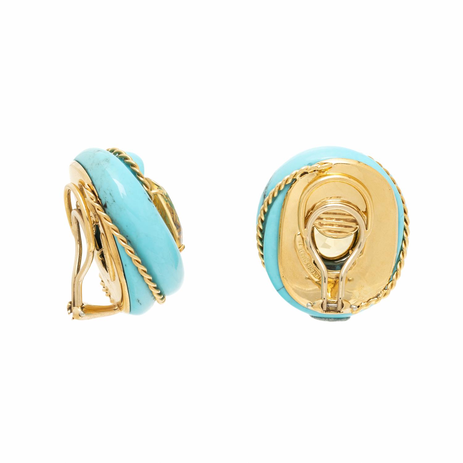 VALENTIN MAGRO, TURQUOISE, CITRINE, AND YELLOW GOLD EARRINGS