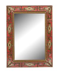 A Continental Verre Eglomise Framed Mirror Height 31 1/2 x depth 23 1/2 inches. — 20TH CENTURY