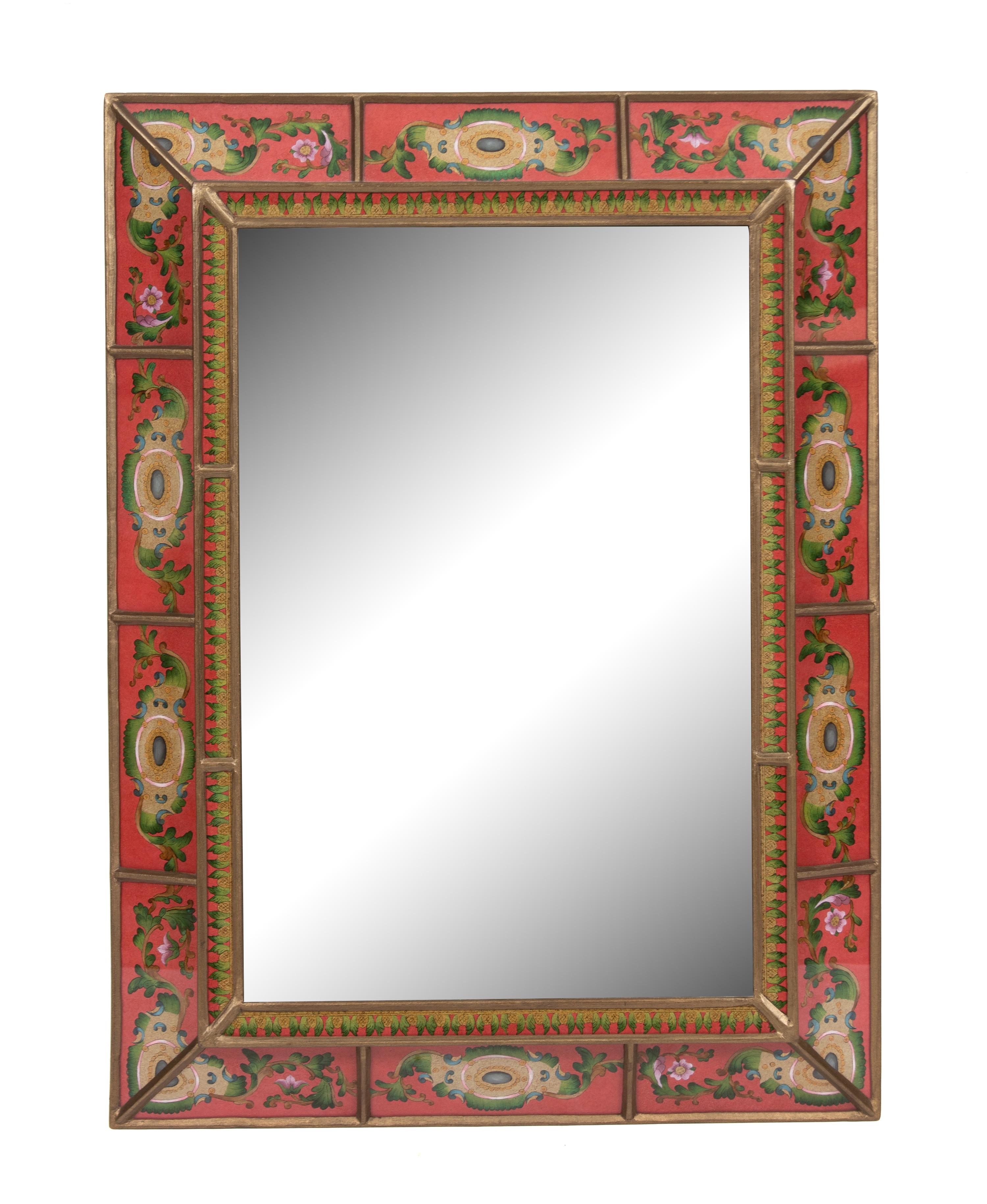 A Continental Verre Eglomise Framed Mirror Height 31 1/2 x depth 23 1/2 inches. — 20TH CENTURY