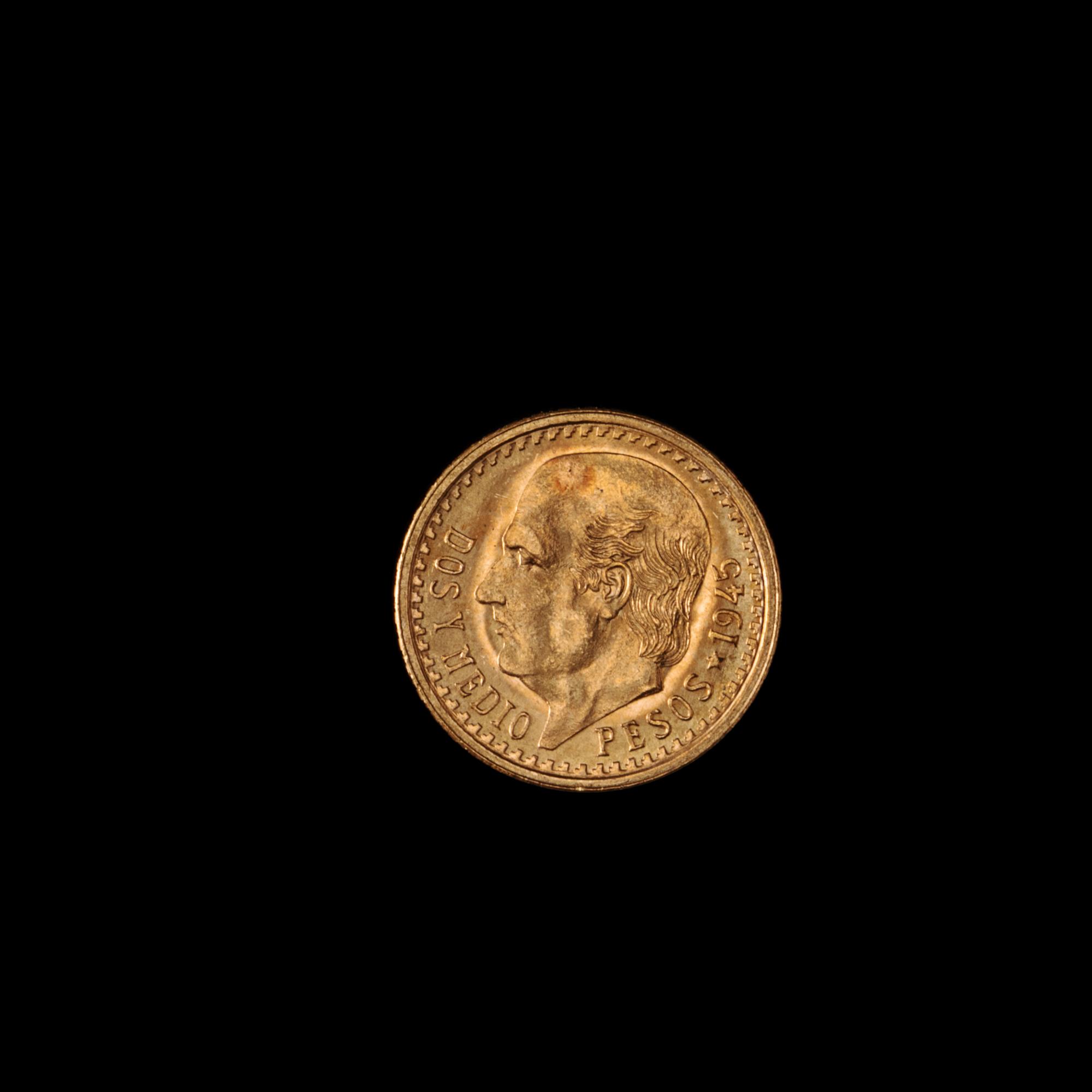 A Republic of Mexico 1945 2 1/2 Peso Gold Coin