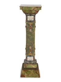 A French Champleve Enamel Mounted Onyx Pedestal — Late 19th/Early 20th Century