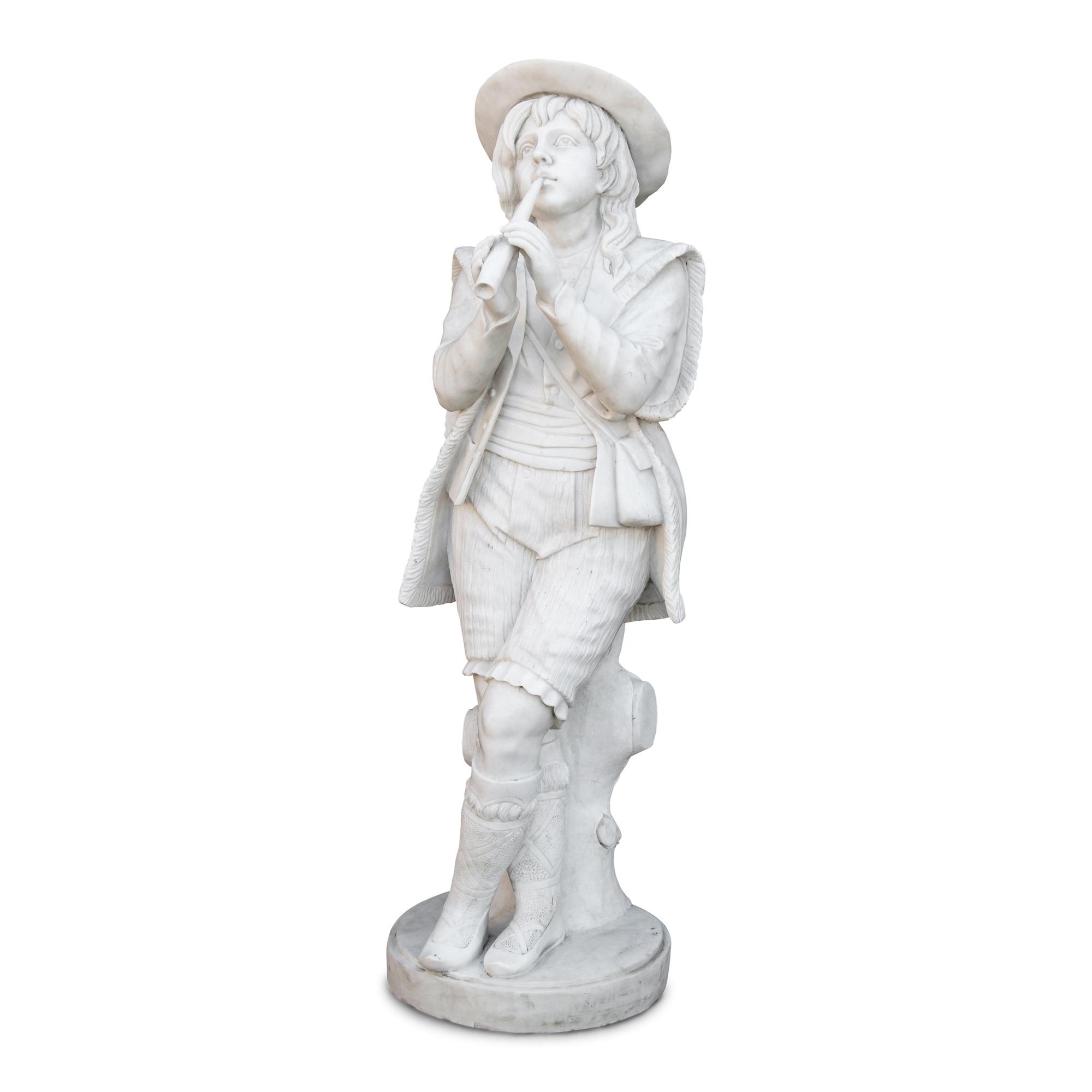An Italian Marble Figure of a Boy with a Flute