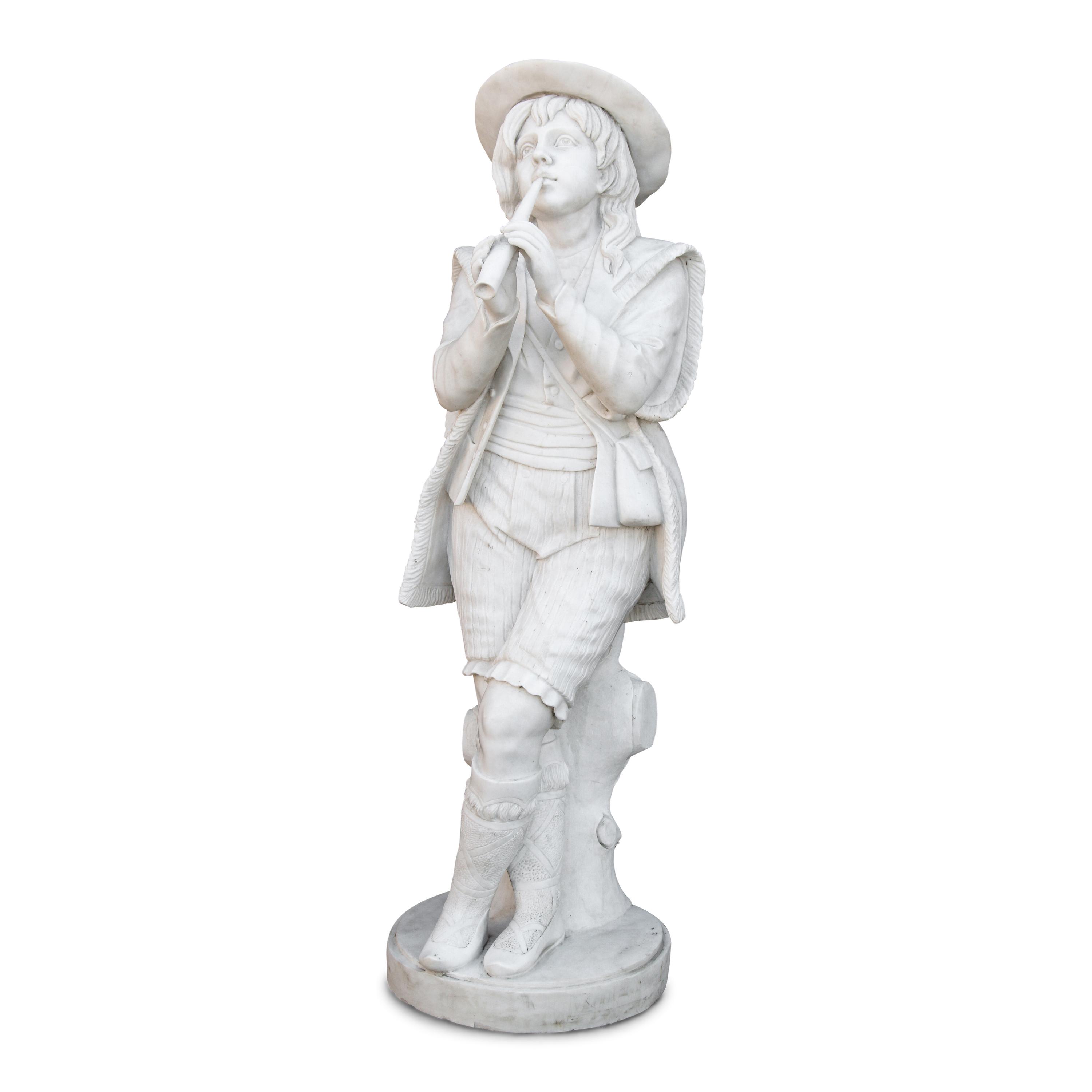 An Italian Marble Figure of a Boy with a Flute