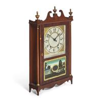 A Federal Mahogany Pillar and Scroll Shelf Clock