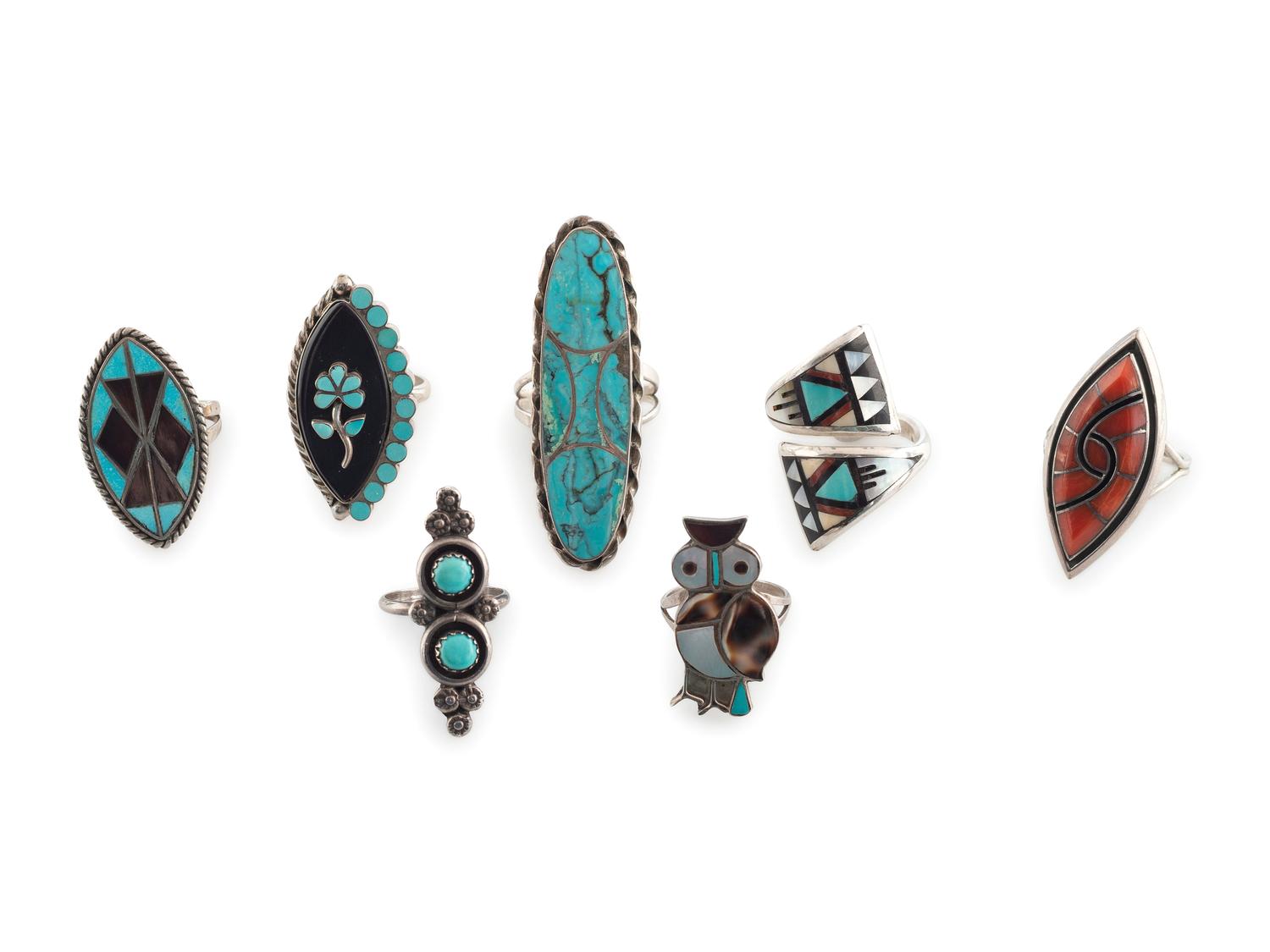 Zuni Silver and Inlay Rings