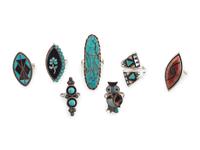 Zuni Silver and Inlay Rings
