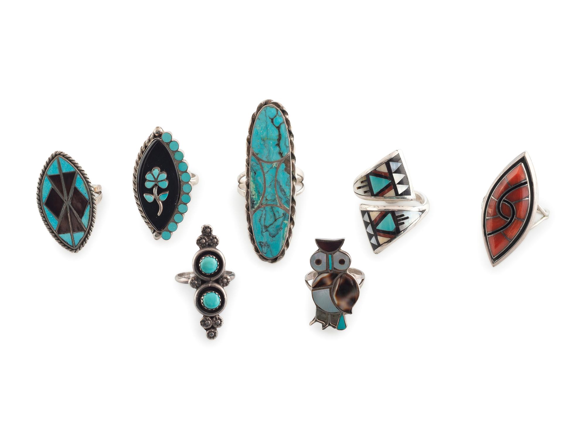 Zuni Silver and Inlay Rings
