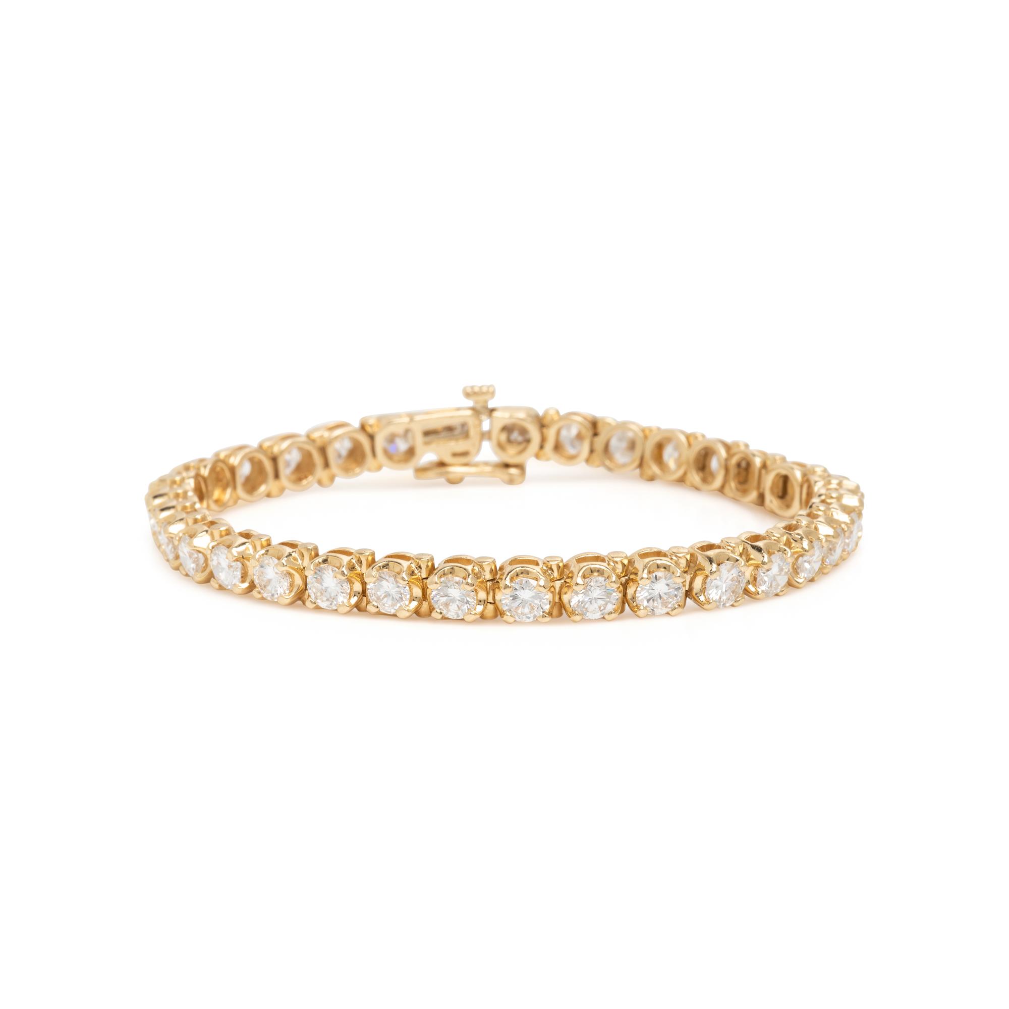 Diamond and Yellow Gold Line Bracelet