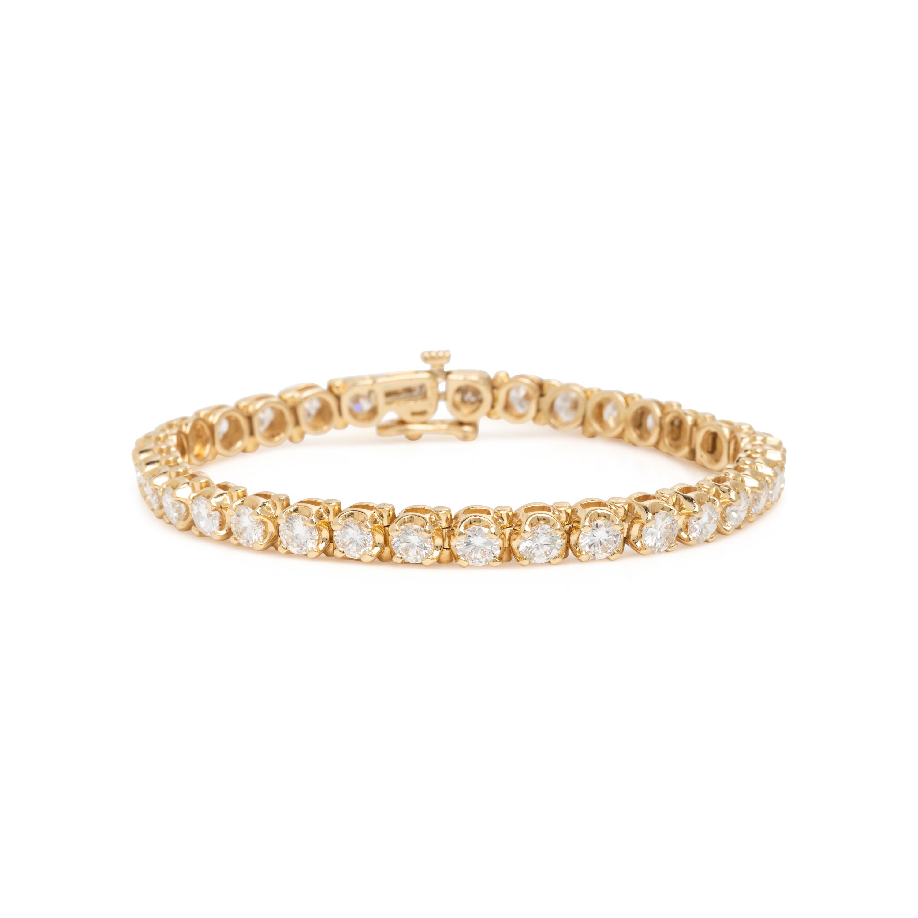 Diamond and Yellow Gold Line Bracelet