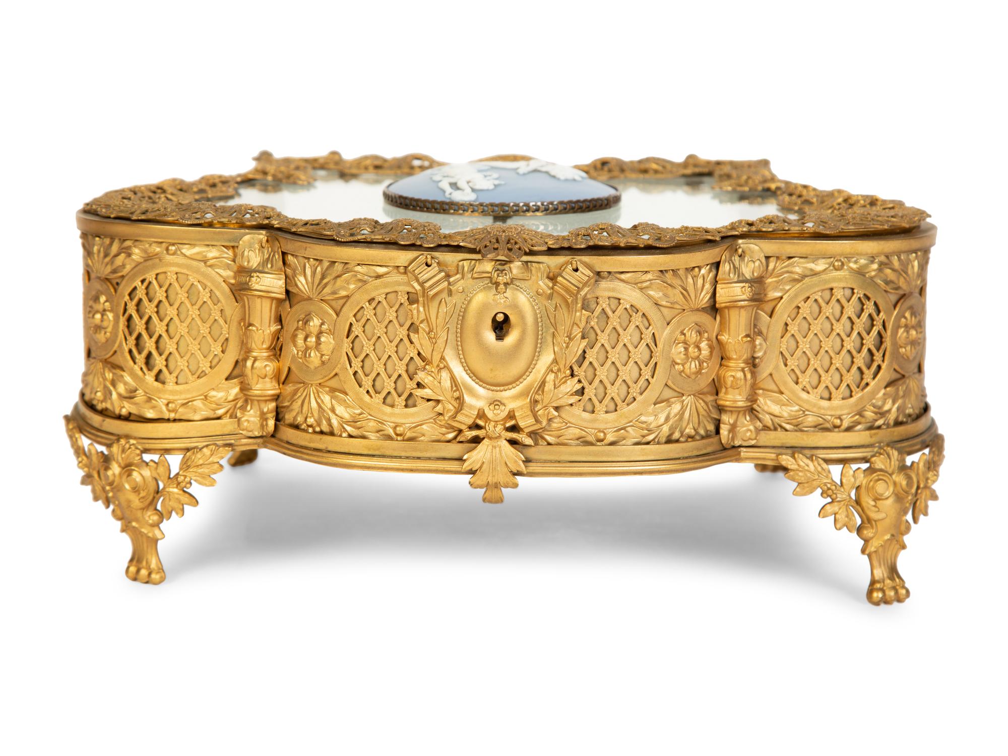 A French Gilt Metal Jewelry Casket
