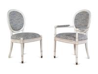 A Set of Eight Contemporary White Painted Dining Chairs