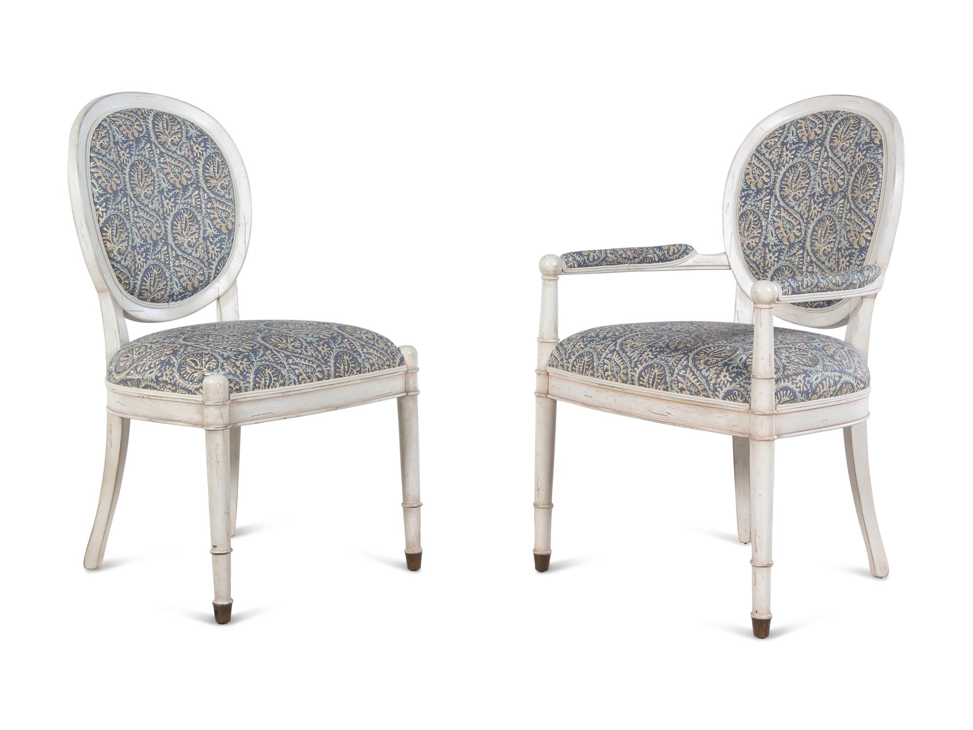 A Set of Eight Contemporary White Painted Dining Chairs