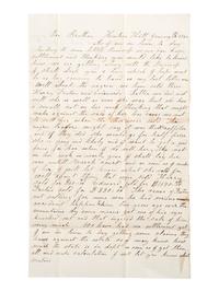 [SLAVERY & ABOLITION]. Letter detailing the sale of enslaved persons "Harry, Festus and Edward." 23 January 1860.