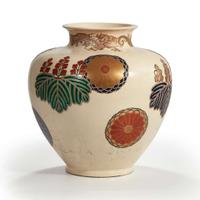 A large Japanese enameled Satsuma pottery vase Edo/Meiji period