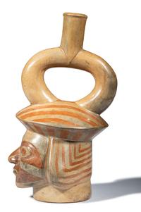 A Moche Portrait Head Vessel