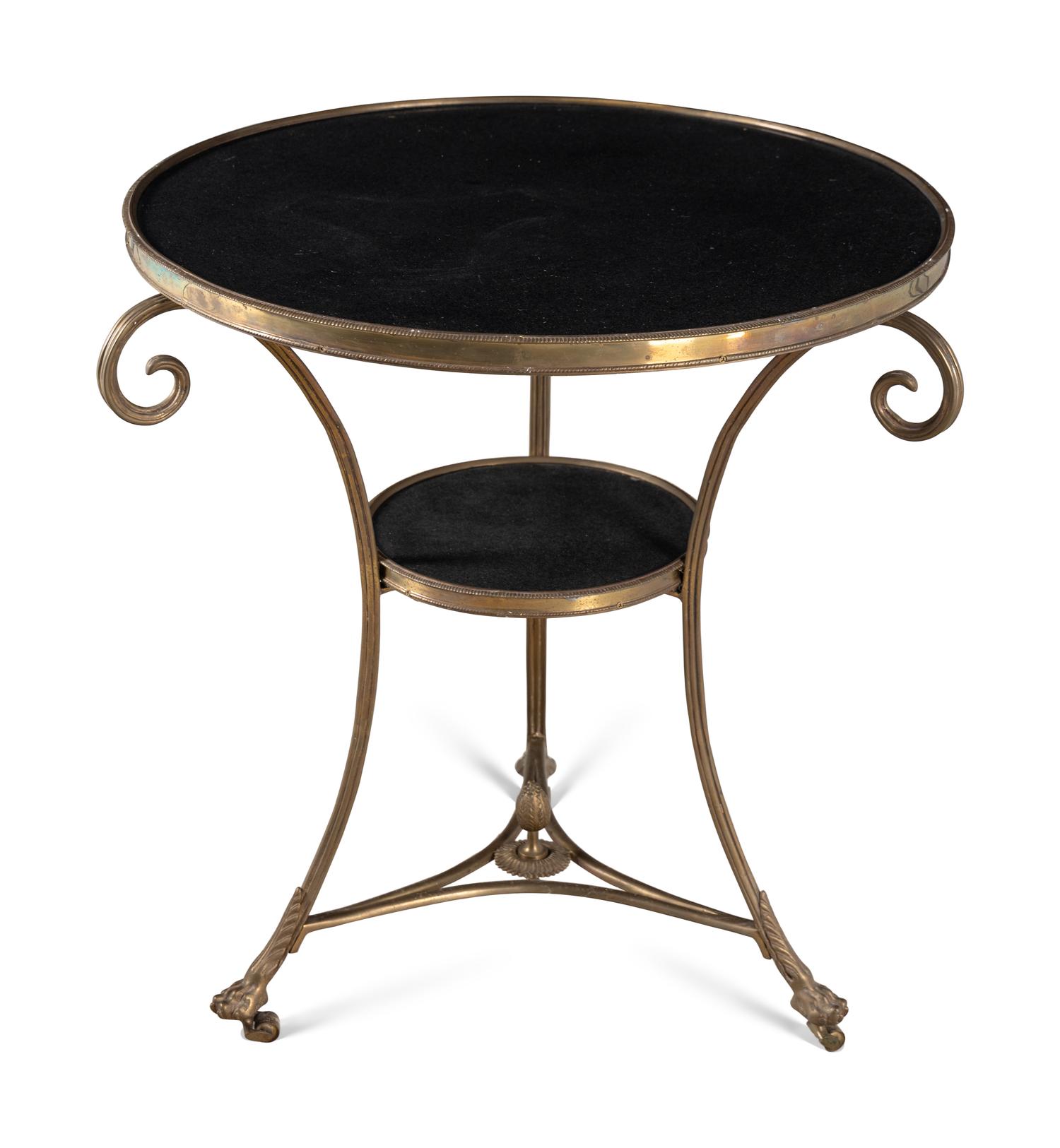 A Pair of French Gilt-Bronze and Black Marble Guéridons