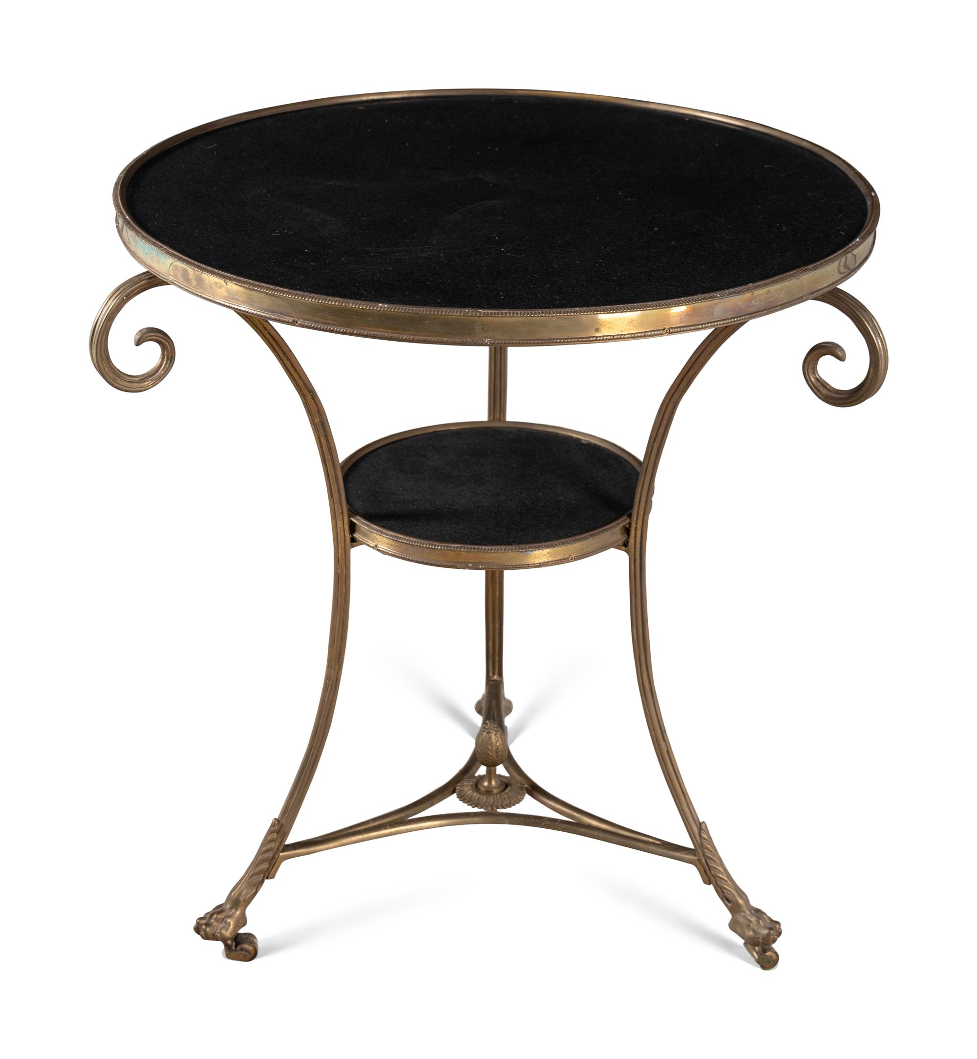 A Pair of French Gilt-Bronze and Black Marble Guéridons