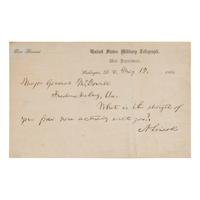 Lincoln, Abraham (1809-1865). Autograph note signed ("A. Lincoln"), to General Irvin McDowell, Washington, D.C., 15 May 1862.
