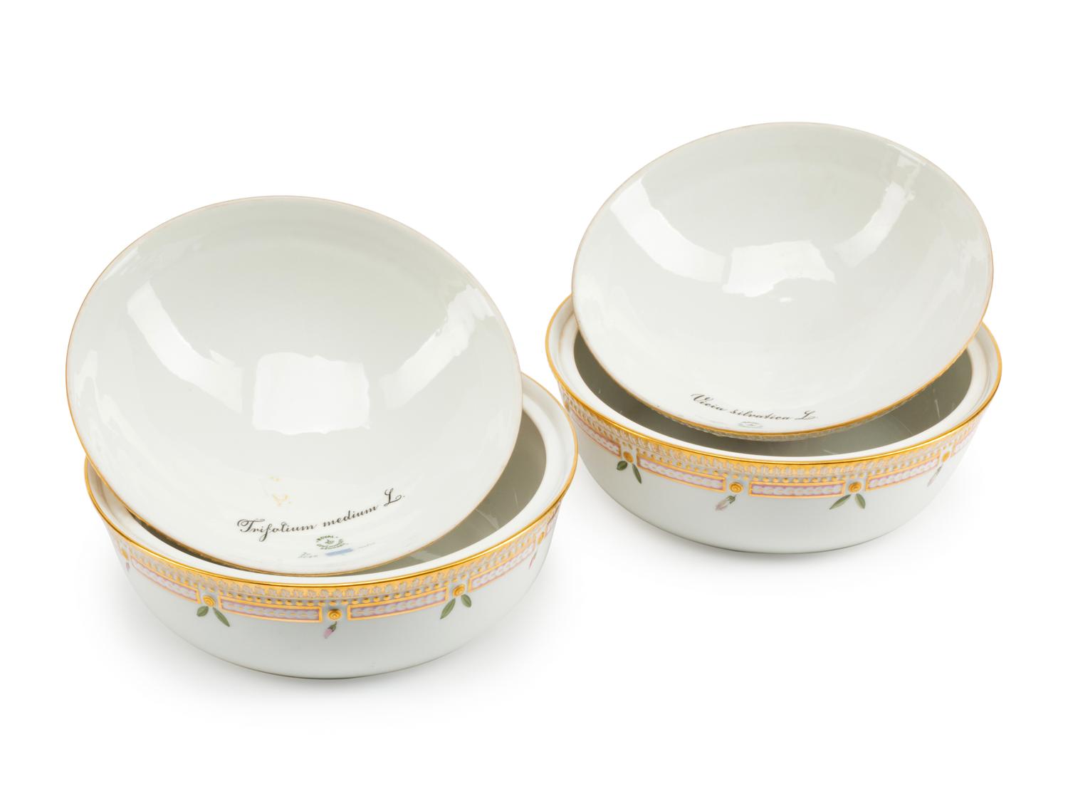A Pair of Royal Copenhagen Flora Danica Porcelain Covered Entrée Dishes