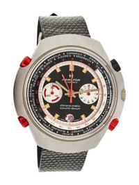 HAMILTON, REF. 141001-3 STAINLESS STEEL 'CHRONO-MATIC COUNT-DOWN GMT' WATCH