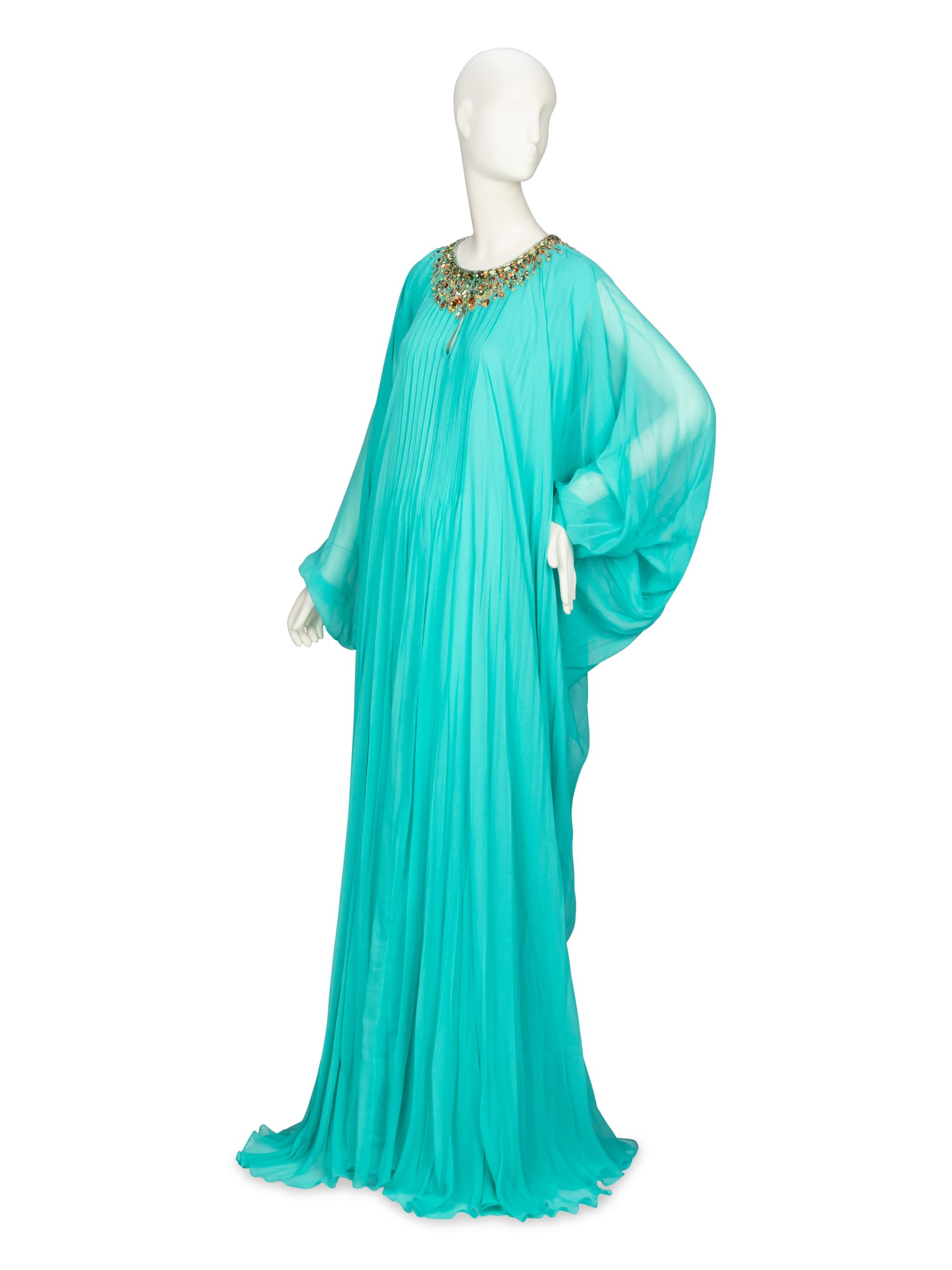 Oscar de la Renta, Turquoise Kaftan Gown