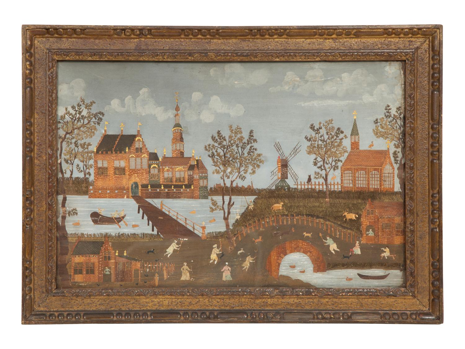 A Victorian Cut Paper and Reed Collage
