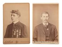 [BENJAMIN HARRISON]. A group of cabinet card portraits featuring campaign badges, flags, and pins, comprising: