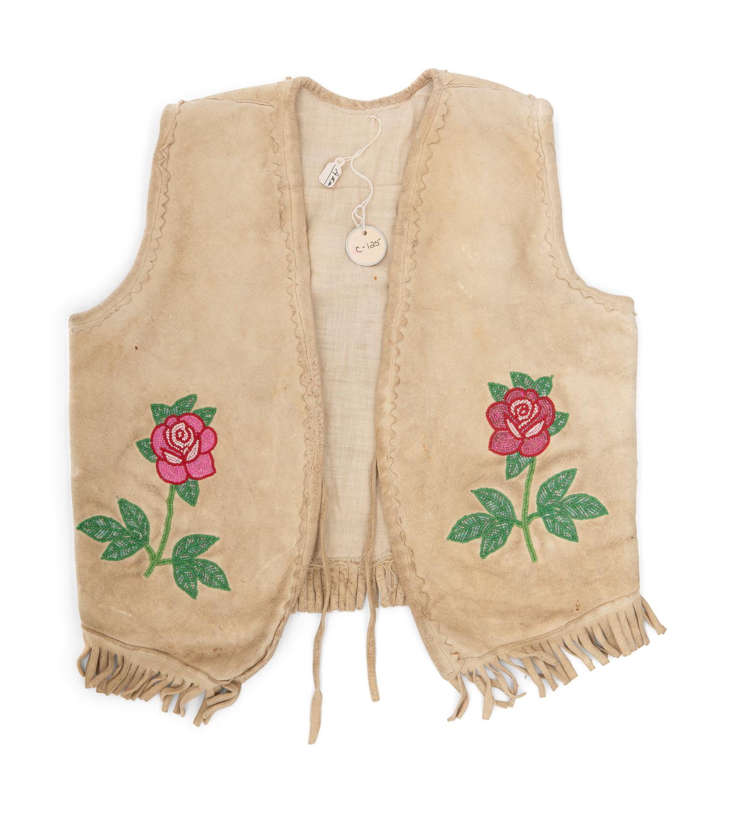 Plateau Beaded Hide Vest, with Elk