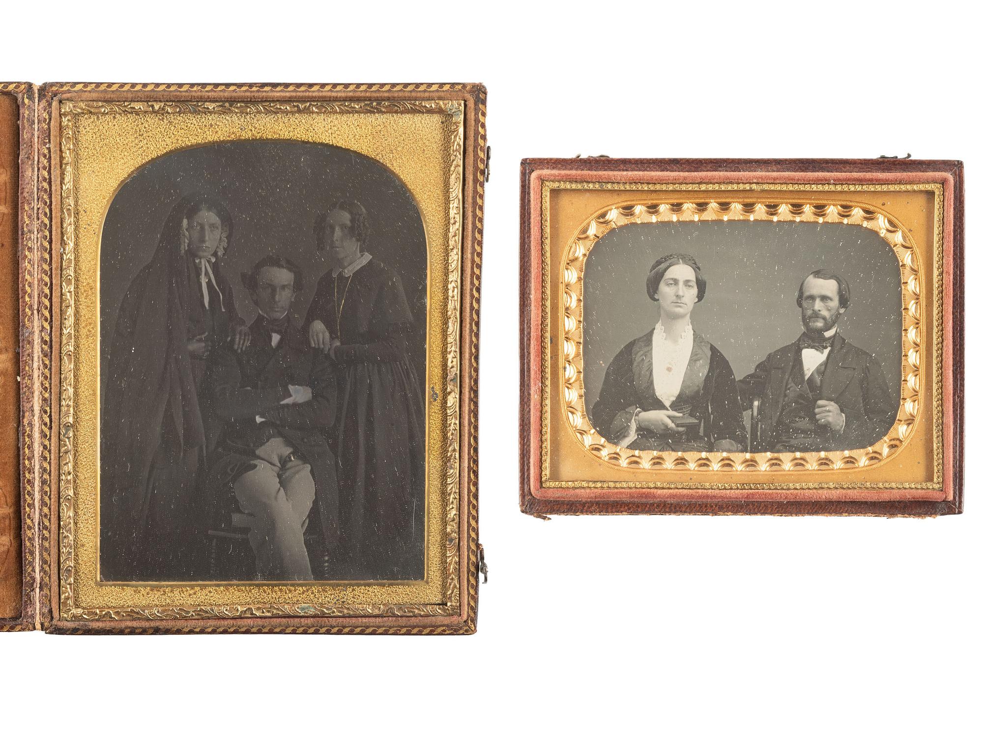 [EARLY PHOTOGRAPHY]. Three daguerreotypes of pairs and trios, incl. a group of distinguished men.