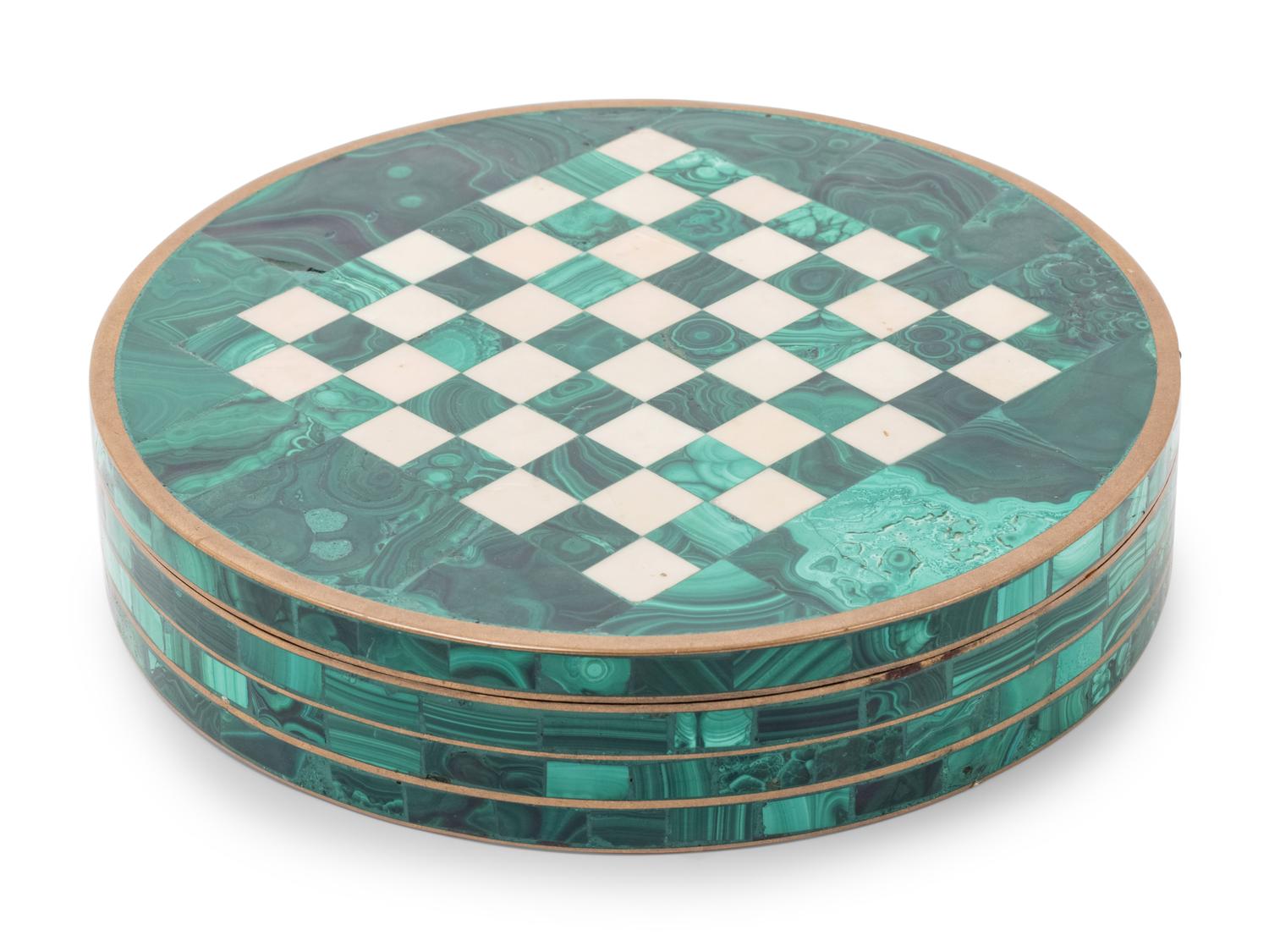 A Malachite Mounted Bronze Game Box