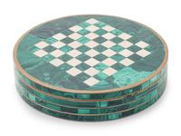 A Malachite Mounted Bronze Game Box