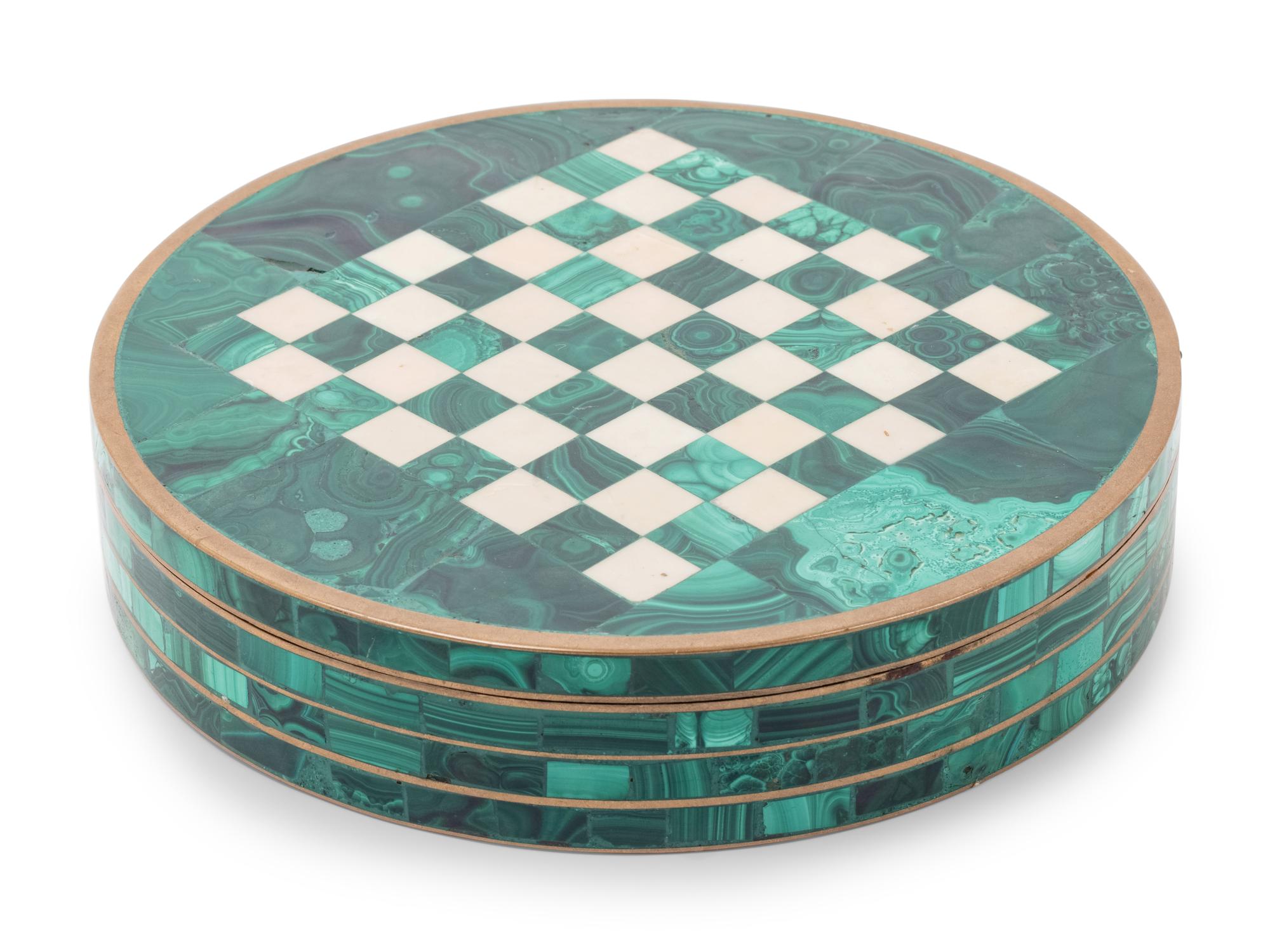 A Malachite Mounted Bronze Game Box