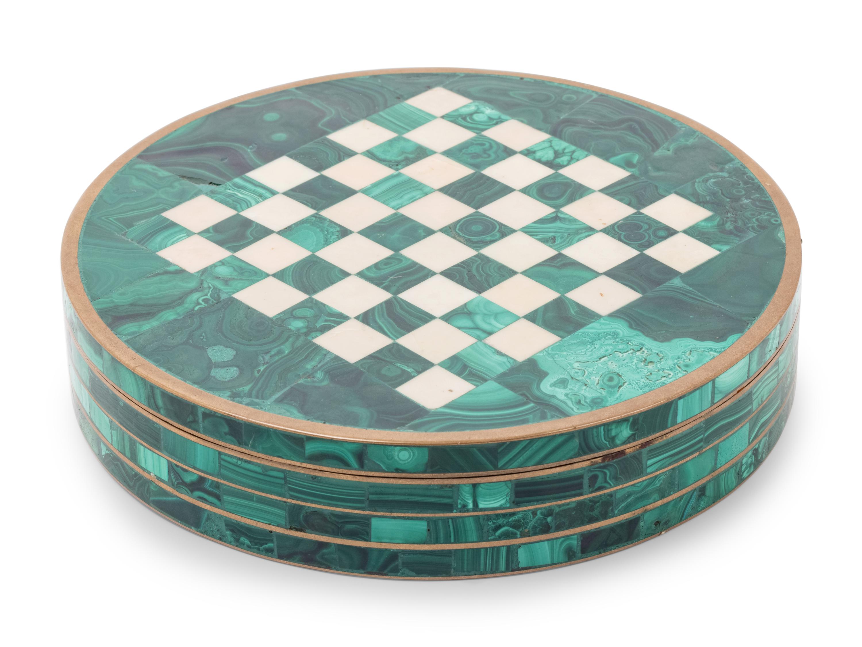 A Malachite Mounted Bronze Game Box