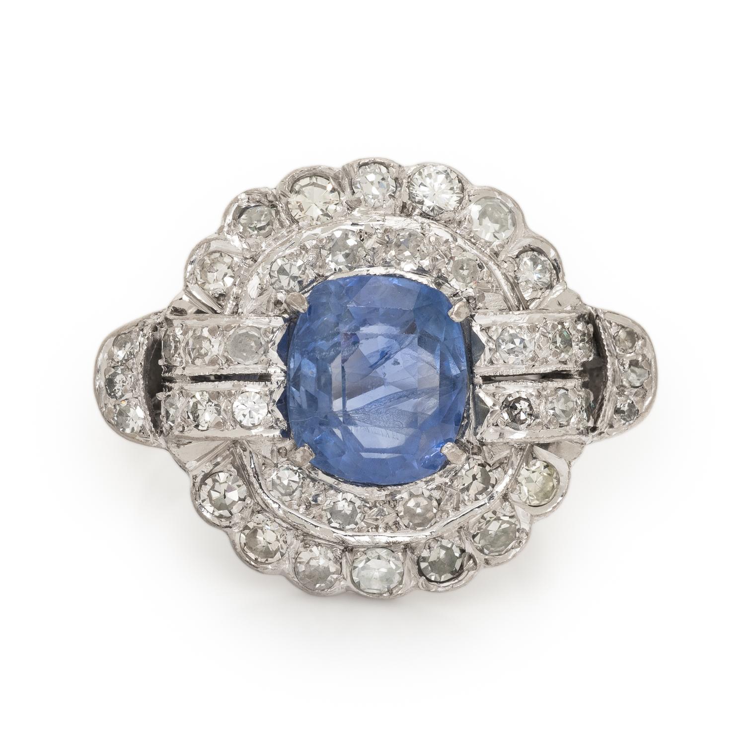 Art Deco, Sapphire and Diamond Ring