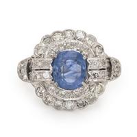 Art Deco, Sapphire and Diamond Ring