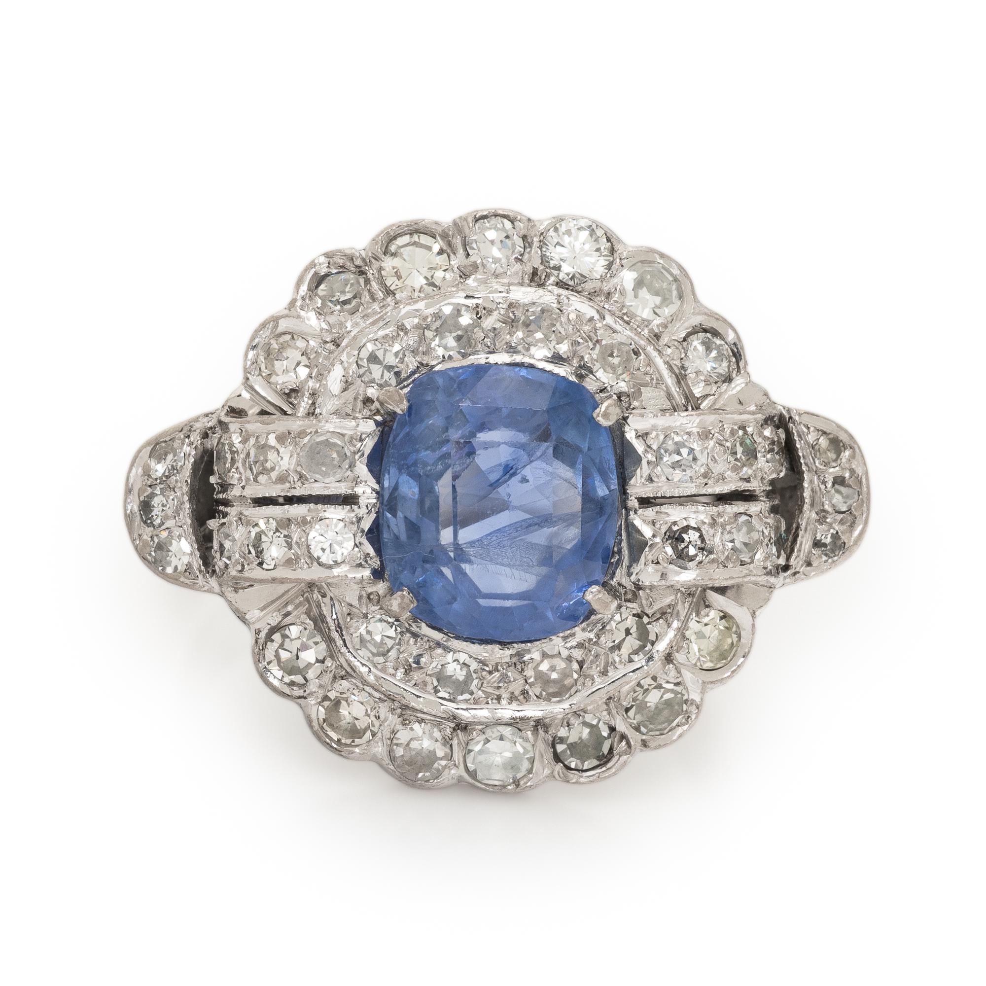 Art Deco, Sapphire and Diamond Ring