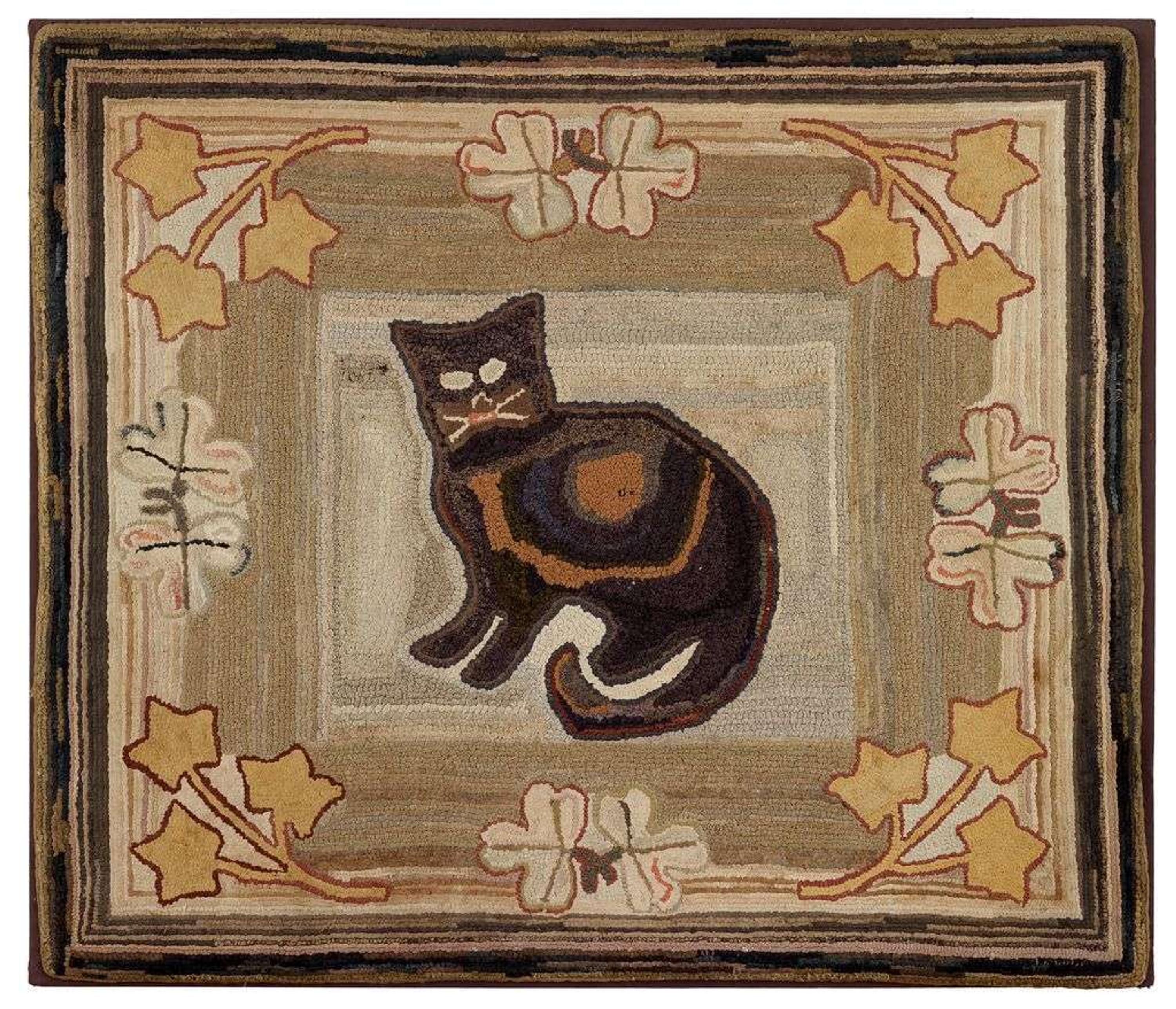 Pictoral hooked rug late 19th/early 20th century