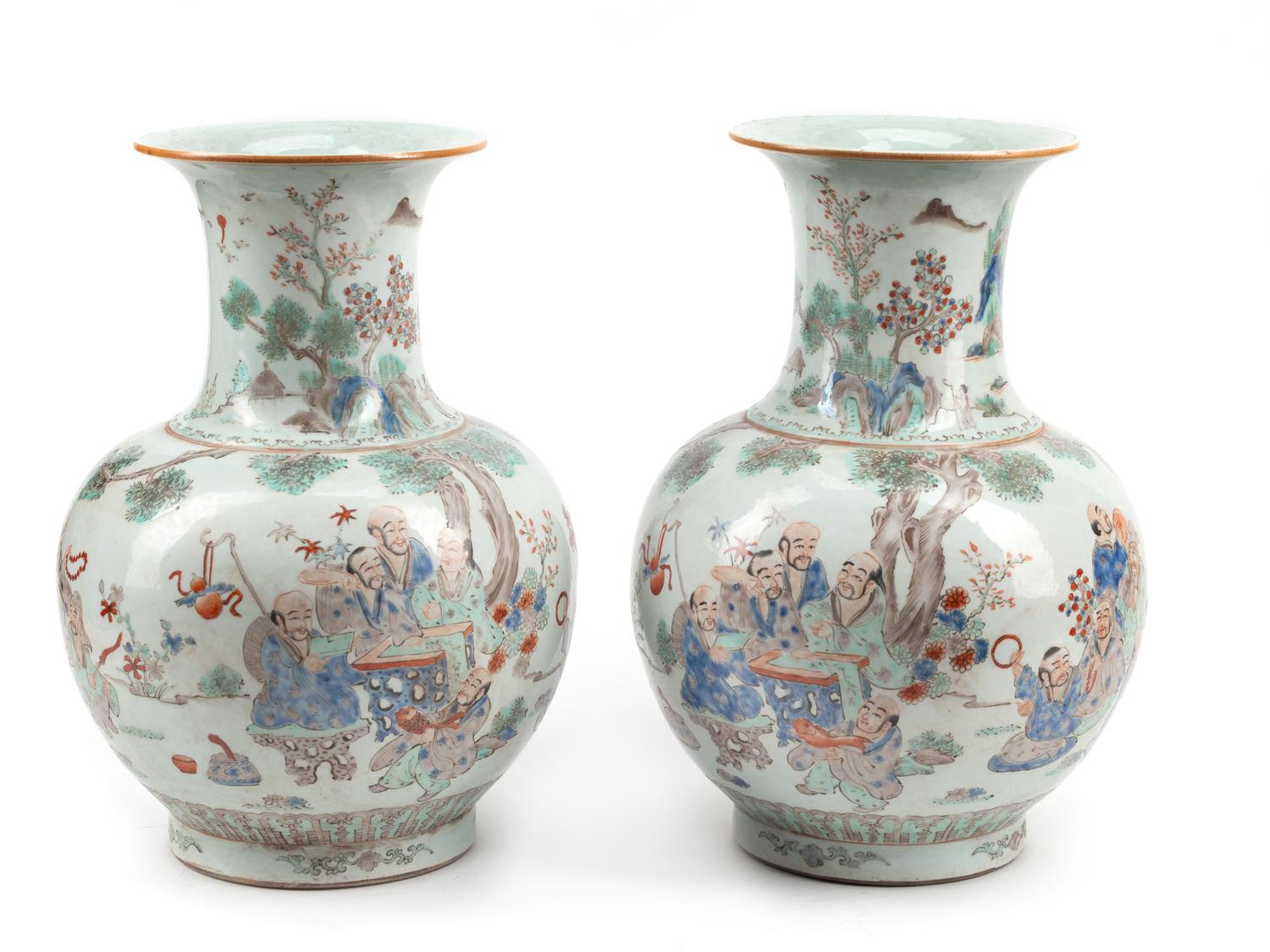 A Pair of Chinese Porcelain Baluster Vases