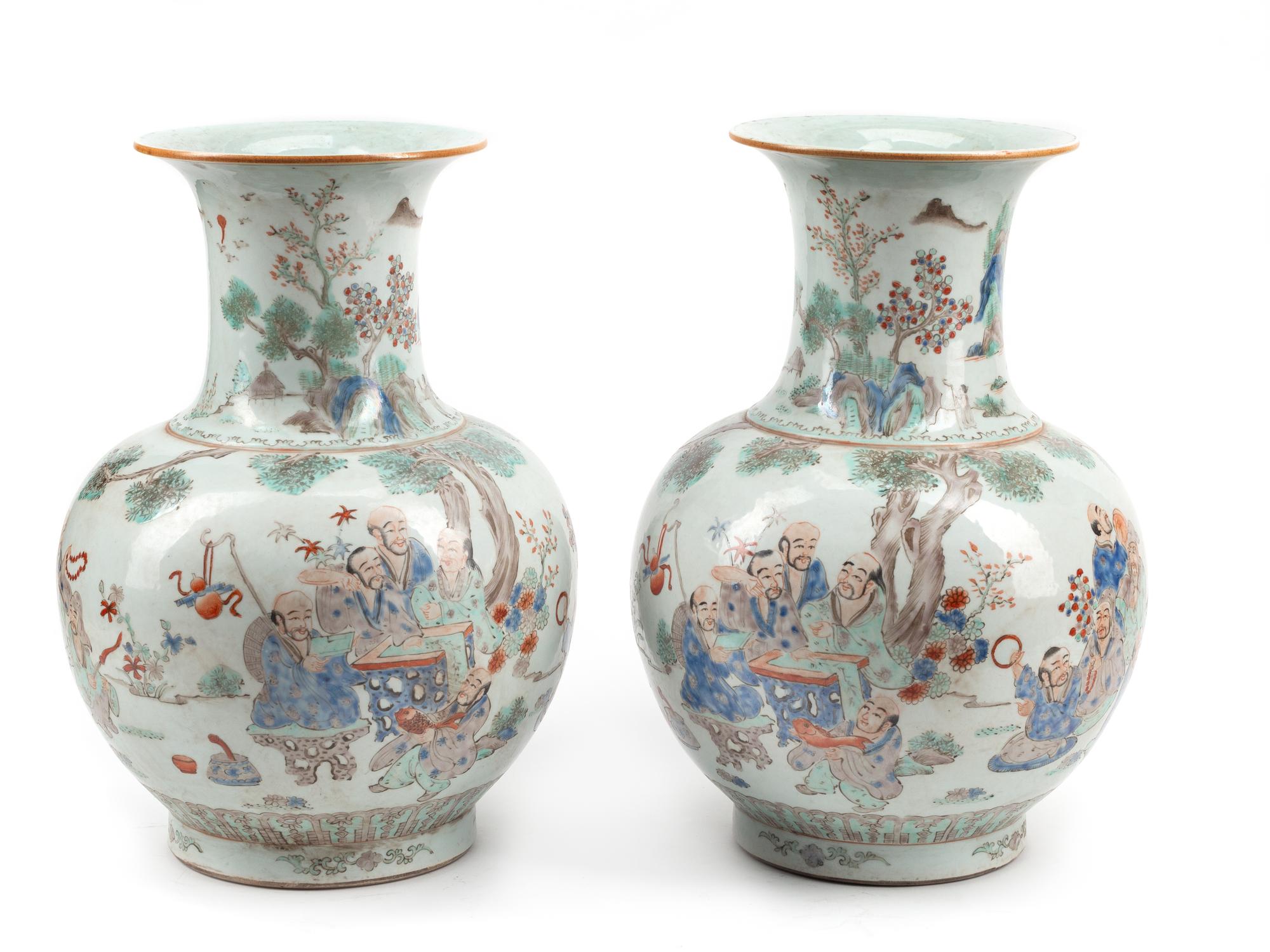 A Pair of Chinese Porcelain Baluster Vases