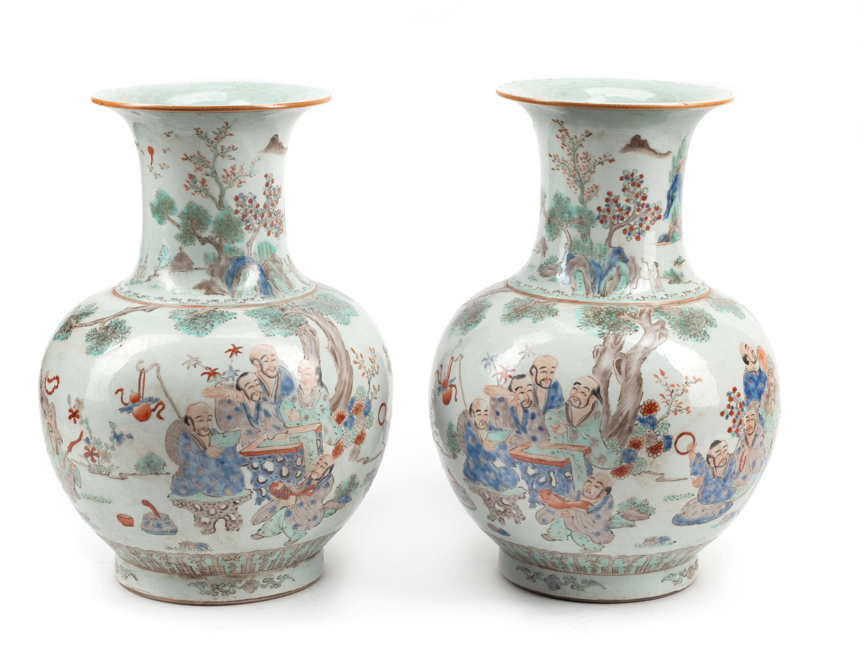 A Pair of Chinese Porcelain Baluster Vases