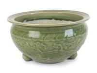 A Chinese Longquan Porcelain Faux Censer Cache Pot — QING DYNASTY