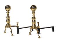 A Pair of Brass Andirons