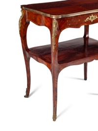 A Louis XV Style Gilt Bronze Mounted Kingwood and Floral Marquetry Serving Table