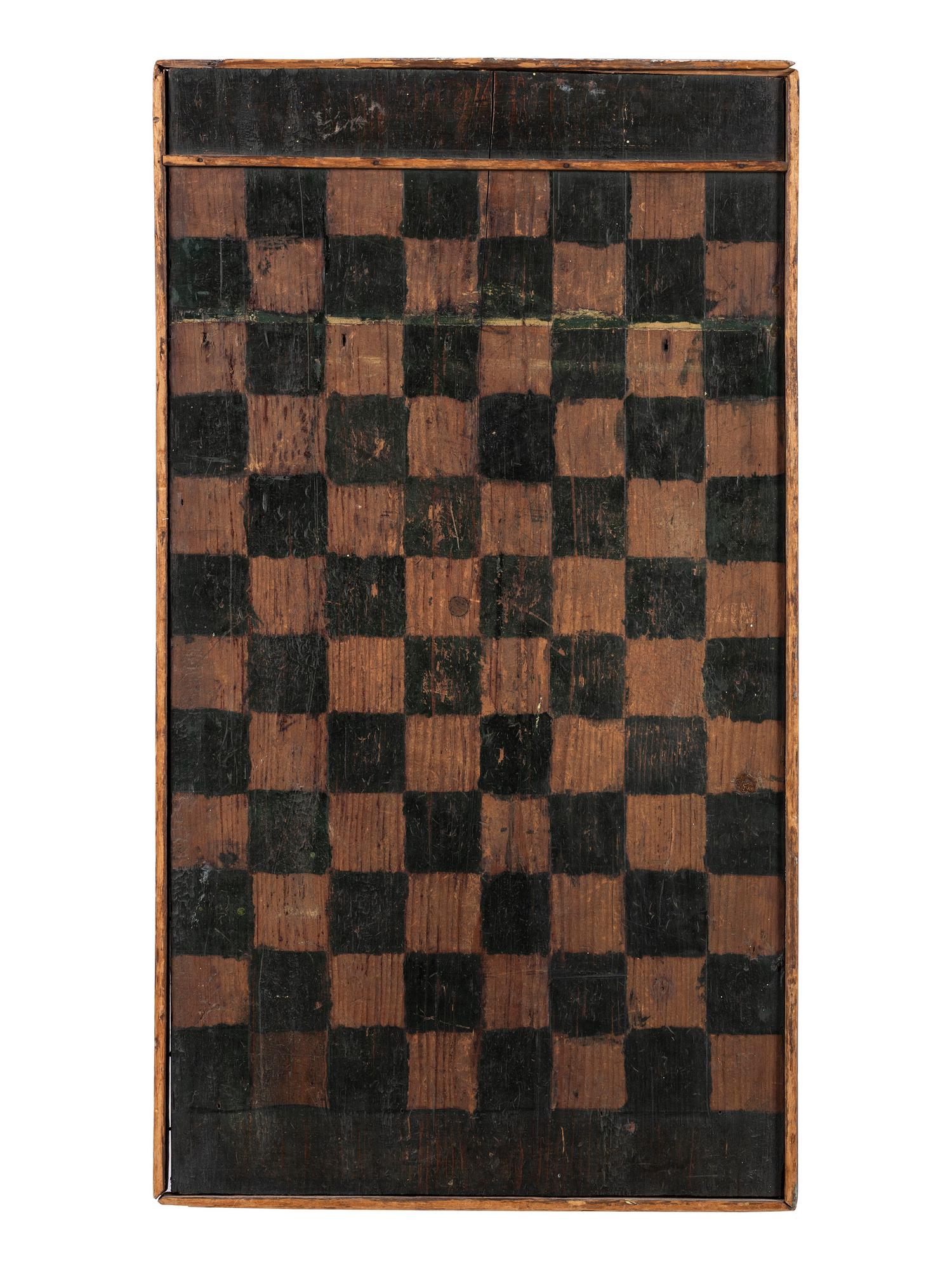 Two Black Painted Pine Game Boards
