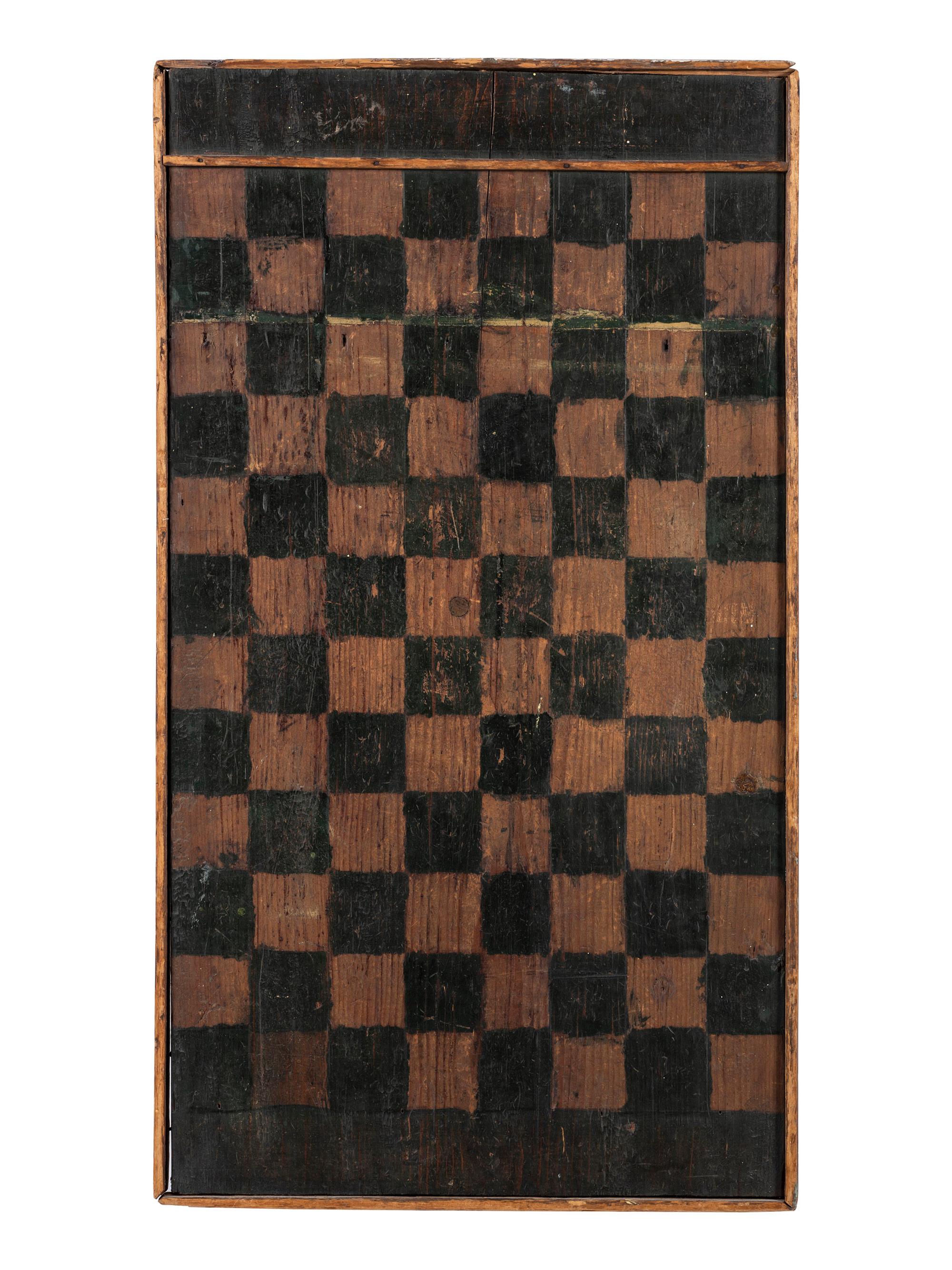 Two Black Painted Pine Game Boards