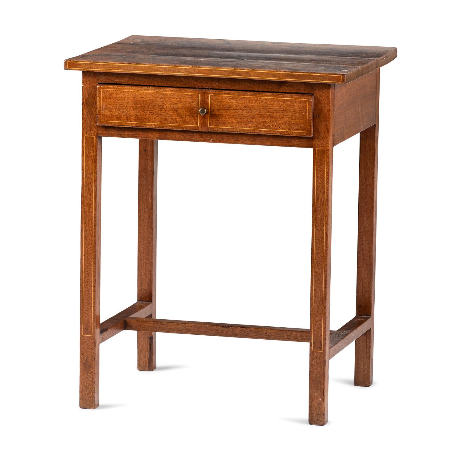 A Federal Line Inlaid Walnut One-Drawer Work Table