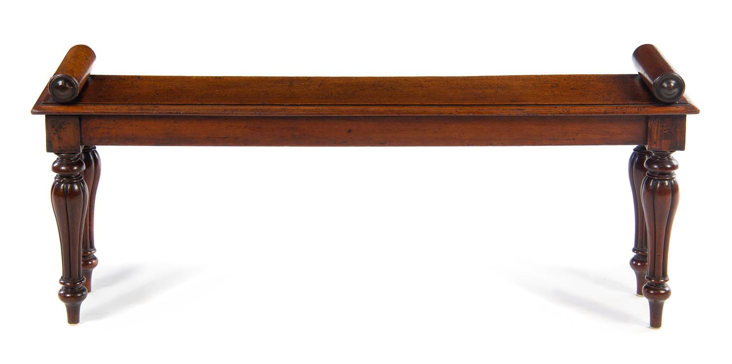 A William IV Mahogany Bench Height 20 x width 47 x depth 10 1/2 inches. — SECOND QUARTER 19TH CENTURY