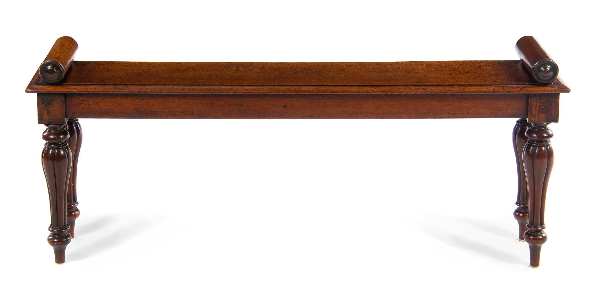 A William IV Mahogany Bench Height 20 x width 47 x depth 10 1/2 inches. — SECOND QUARTER 19TH CENTURY