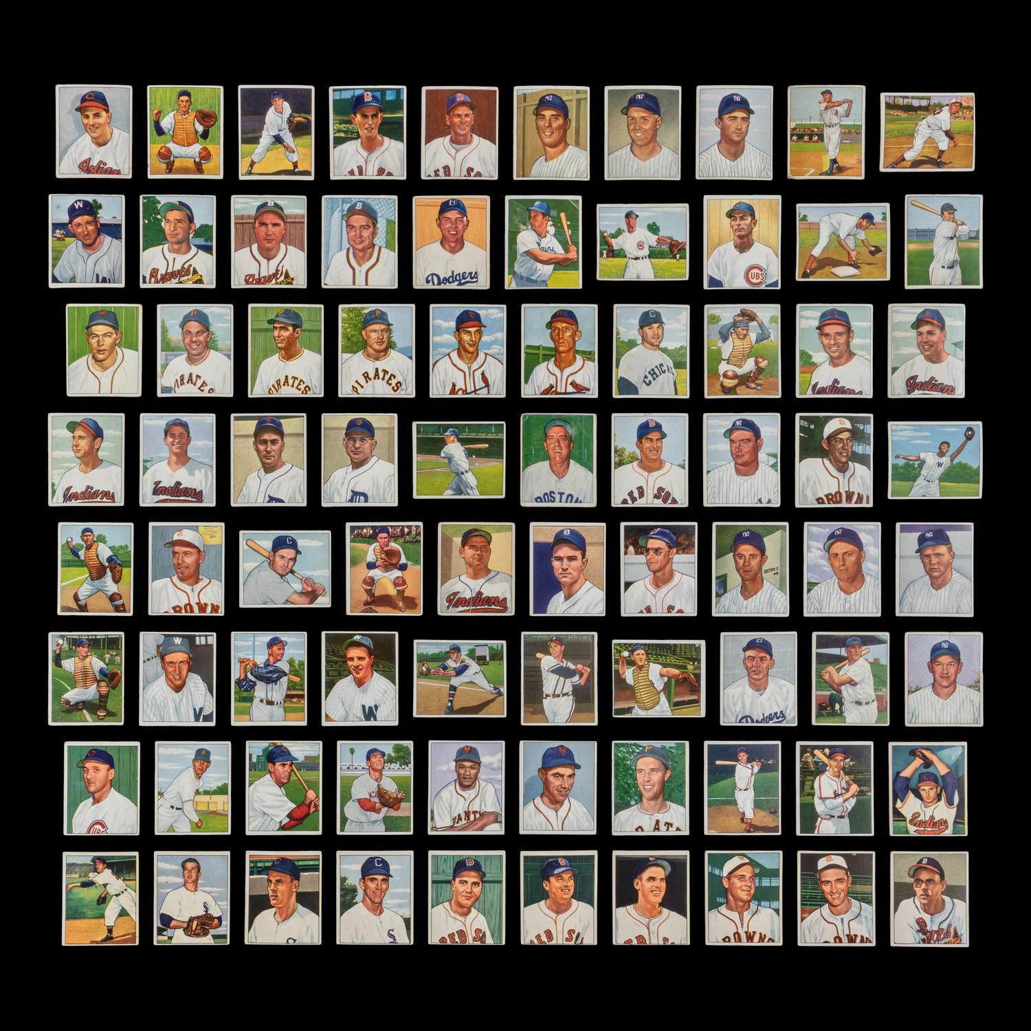 A Partial Set of 1950 Bowman Baseball Cards Including Multiple Hall of Famers (202/252)